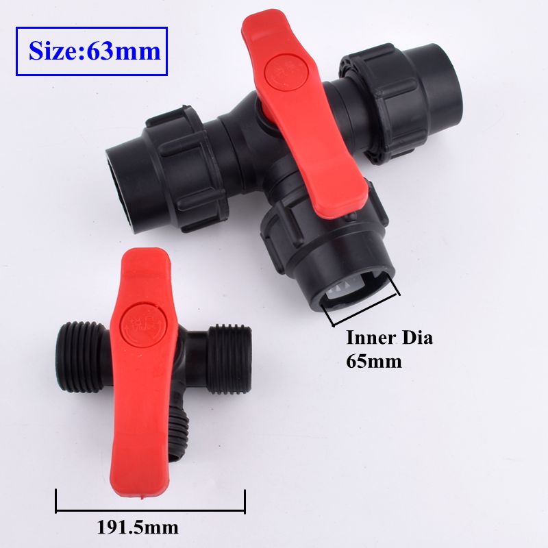20~63mm Black PE Tee Ball Valve 3-Way Diverter Water Pipe Quick Connector, Agricultural Watering Irrigation Tube Control Valve: grey