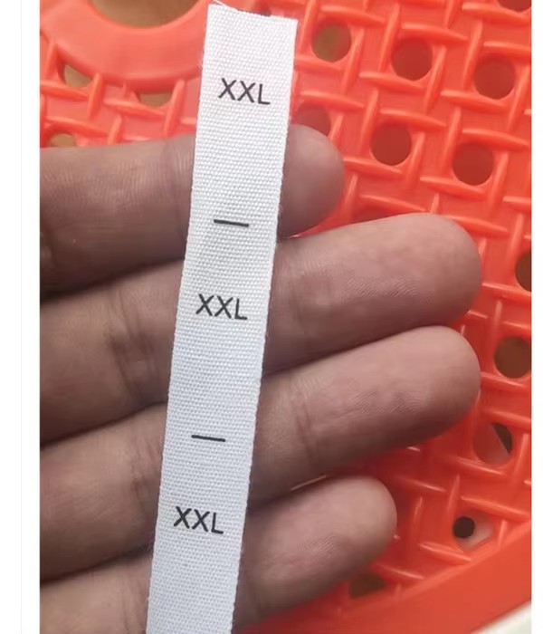 50 stuks Wit katoen Dubbele Maat Label voor volwassen XS/S S/M M/L L/XL XL/2XL Print Doek Maat Etiketten: NICKEL