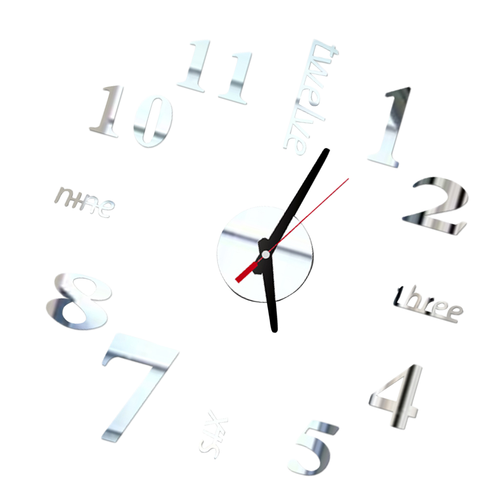 3D Wall Clock Mirror Wall Stickers Removable Self-Adhesive Art Decal Wall Clocks Home Decor: Default Title