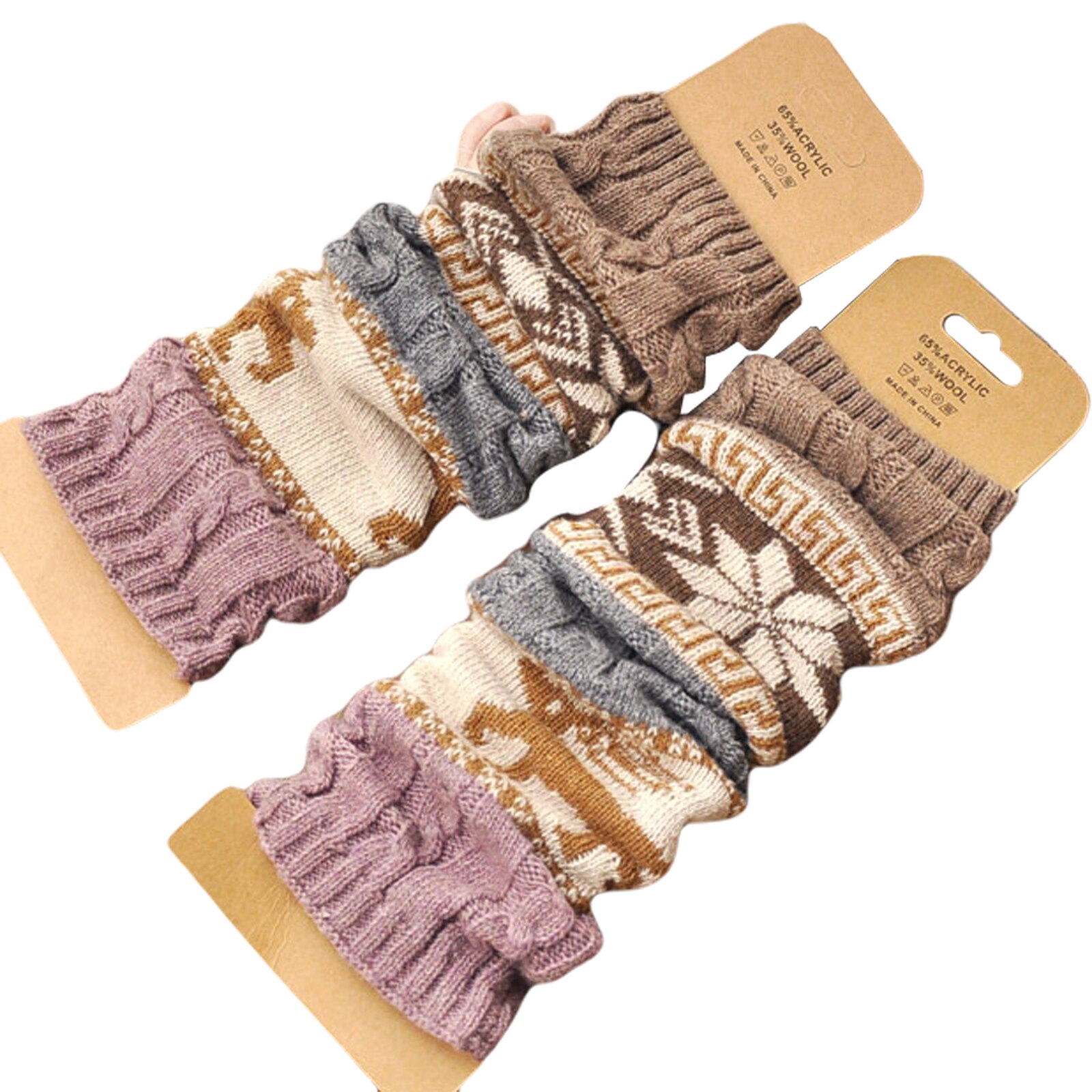 47cm Women Knit Leg Warmers Cartoon Pattern Crochet Ribbed Leg Socks for Party Accessories Christmas: C