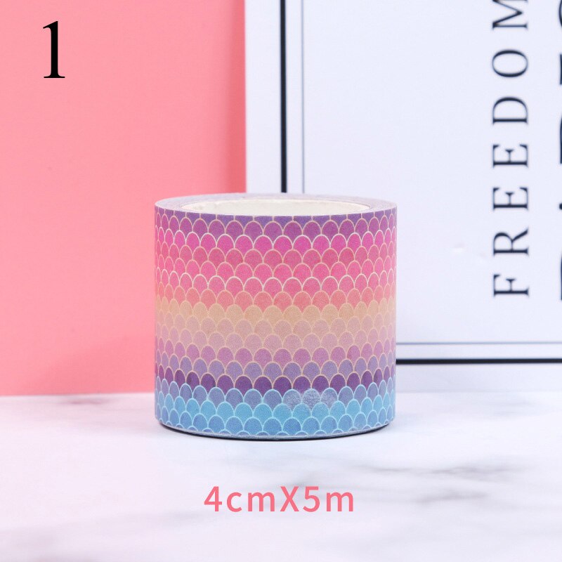 4cm * 5m lindo lunares de colores Washi Tape Kawaii gradiente sirena cinta adhesiva decorativa cinta adhesiva Scrapbooking papelería: 1