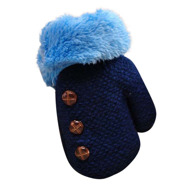 2-5Y Bambini Ragazzi Guanti Ispessimento Inverno Del Bambino Delle Ragazze Dei Ragazzi Caldi Guanti Per Bambini Pesante Guanto di Lavoro A Maglia Button Solid Mittens Nuovo