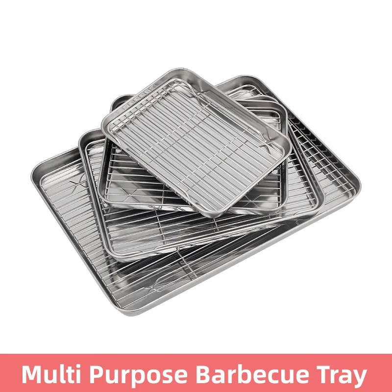 Edelstahl-Grilltablett, flaches Chassis, vielseitig einsetzbar, abnehmbares Kühlregal, Tablett-einstellen, antihaftbeschichtete Kuchen-Backform für sterben Küche