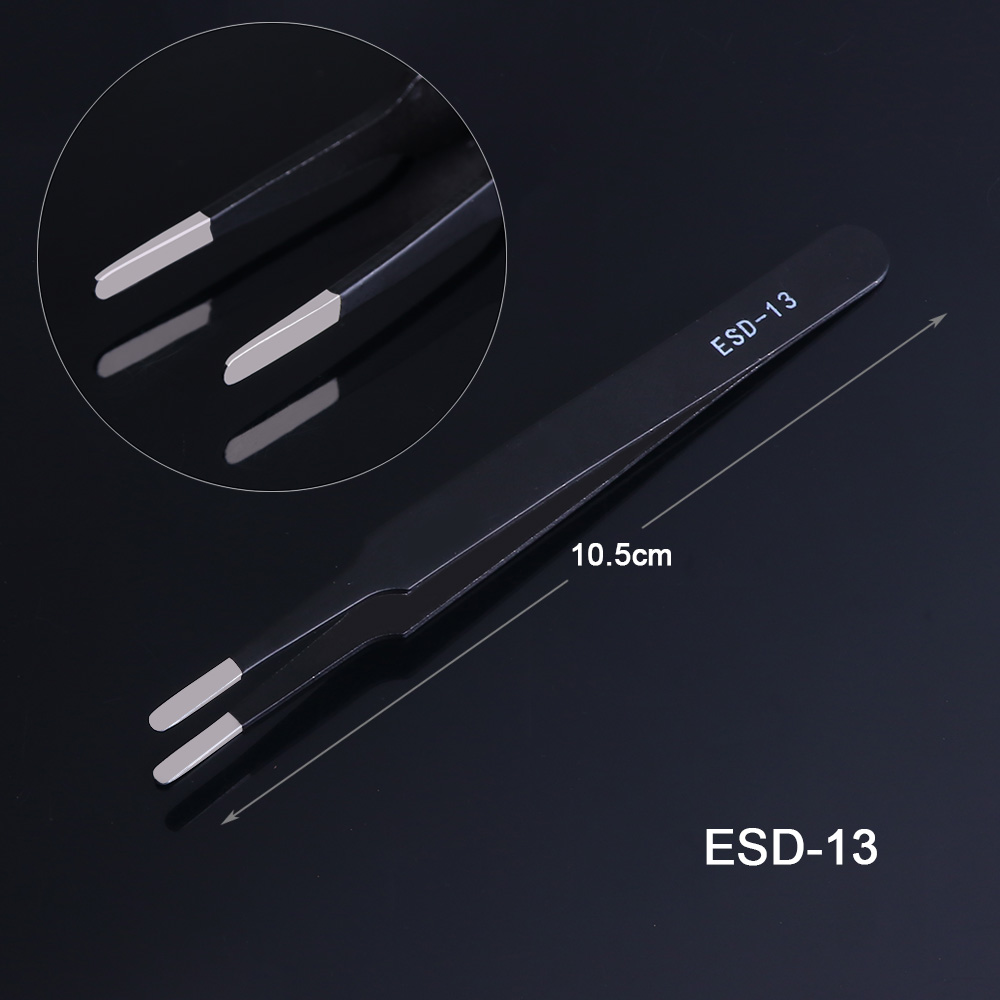 1 stücke Schwarz Edelstahl Wimpern Pinzette Antistatische Aufkleber Clip Für Falsche Wimpern Verlängerung Strass Pflücker JIESD10-15: ESD-13