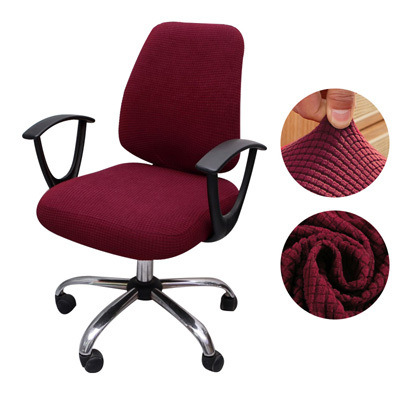 2 pièces/ensemble haute élastique Plaid velours chaise de bureau couvre épaissir ordinateur Spandex fendu housse de siège fauteuil couverture Textile de maison: Bourgogne
