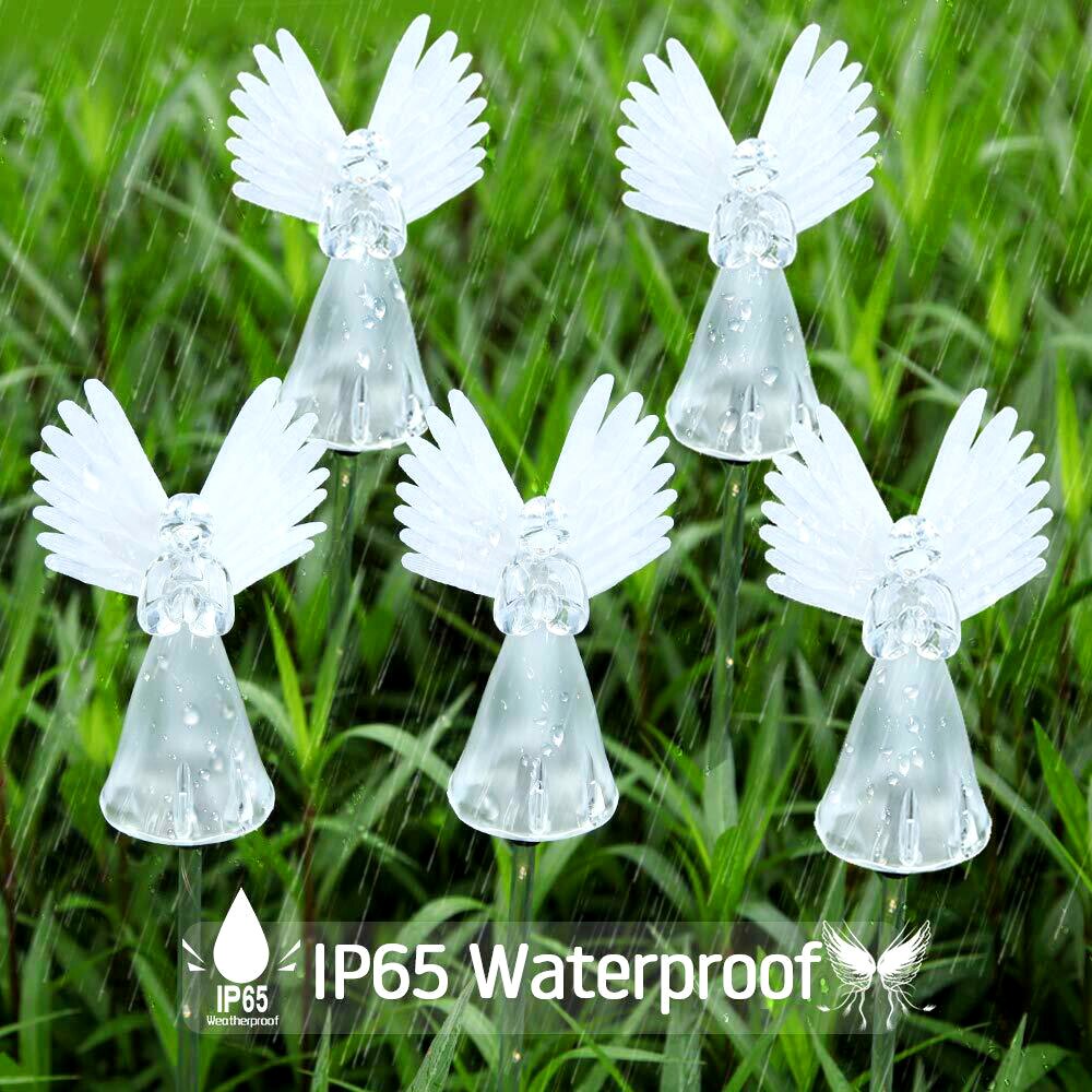 LED Solar Simulation Angel Lights Waterproof Outdoor Garden LED Lamp Patio Fence Ornament Light Garden Decoration Pathway Light