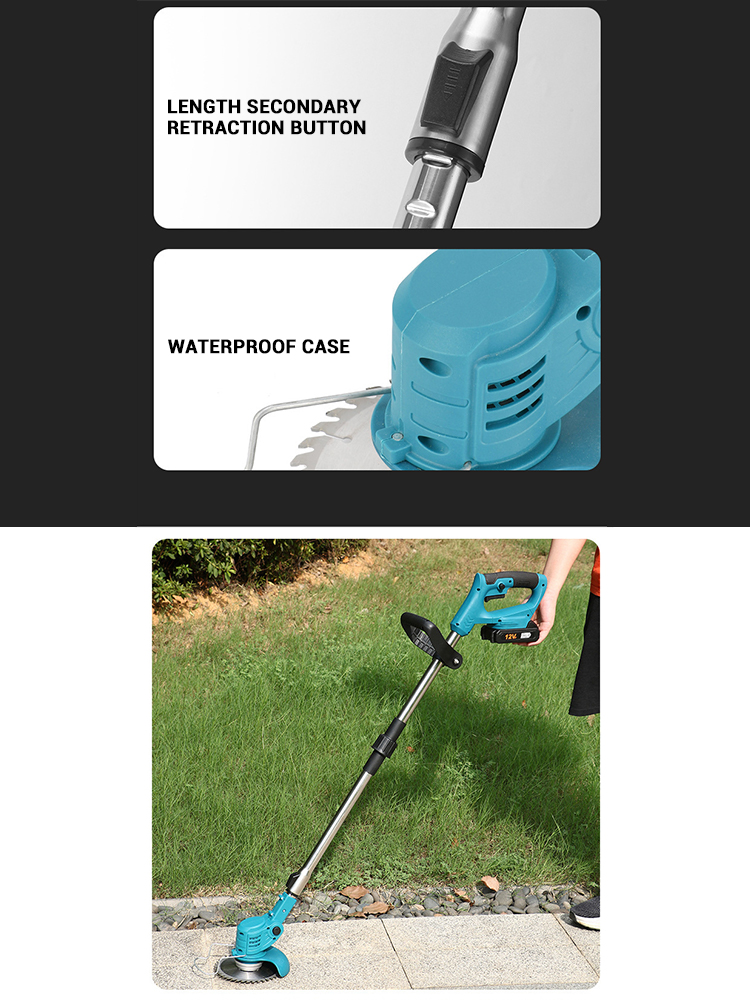 Elektrisk gräsklippare 35cm teleskopiska längdjusterbara skärare sladdlös trädgårdsgräsklippare trimmer för makita 21v batteristift