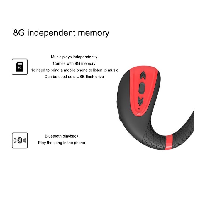 IPX8 Waterdichte Bluetooth Beengeleiding Oortelefoon Met 8Gb Muziekspeler Onderwater 8M Voor Zwemmen Duiken