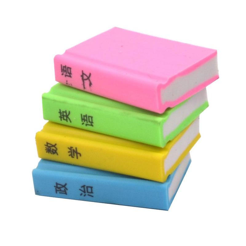 1pcs Cute Cartoon Textbook Rubber Book Eraser Pencil Kids Learning Erasers Material Stationery Escolar Student Gif E8U6