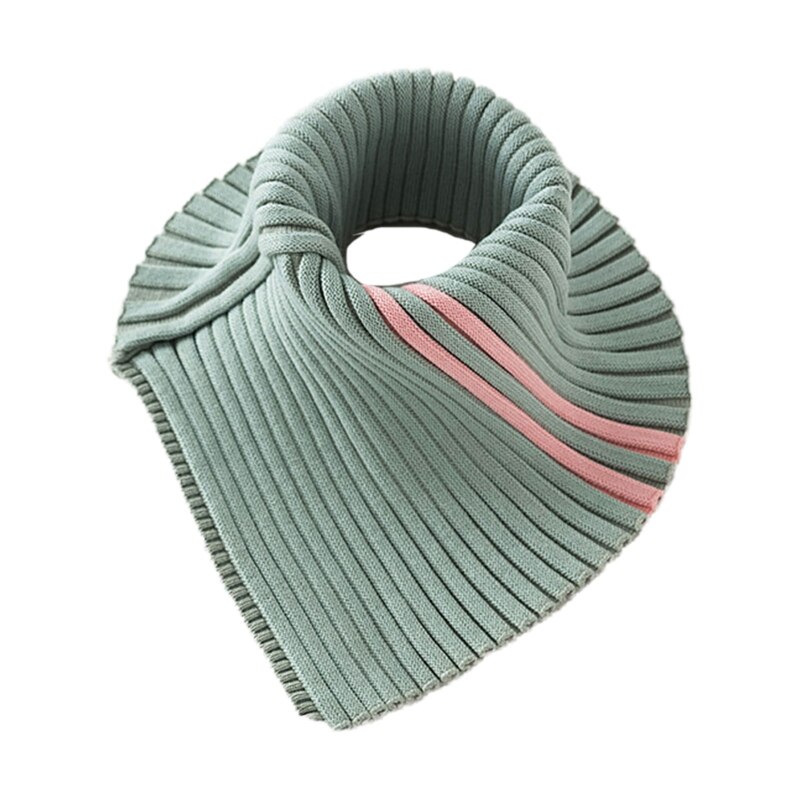 Winter Turtleneck False Collar Knit Striped Detachable Scarf Stretch Neck Warmer: 6EE406689-GN