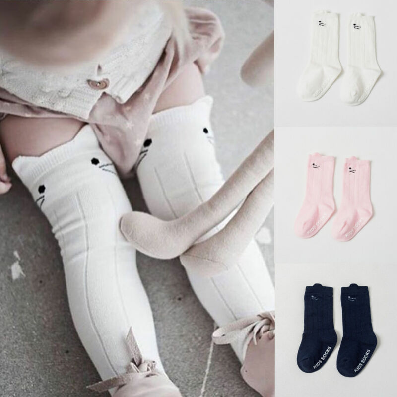 Pudcoco crianças acessórios dos desenhos animados do bebê de algodão crianças meninas da criança do joelho meias altas collants gatos dos desenhos animados meias 0-4 t