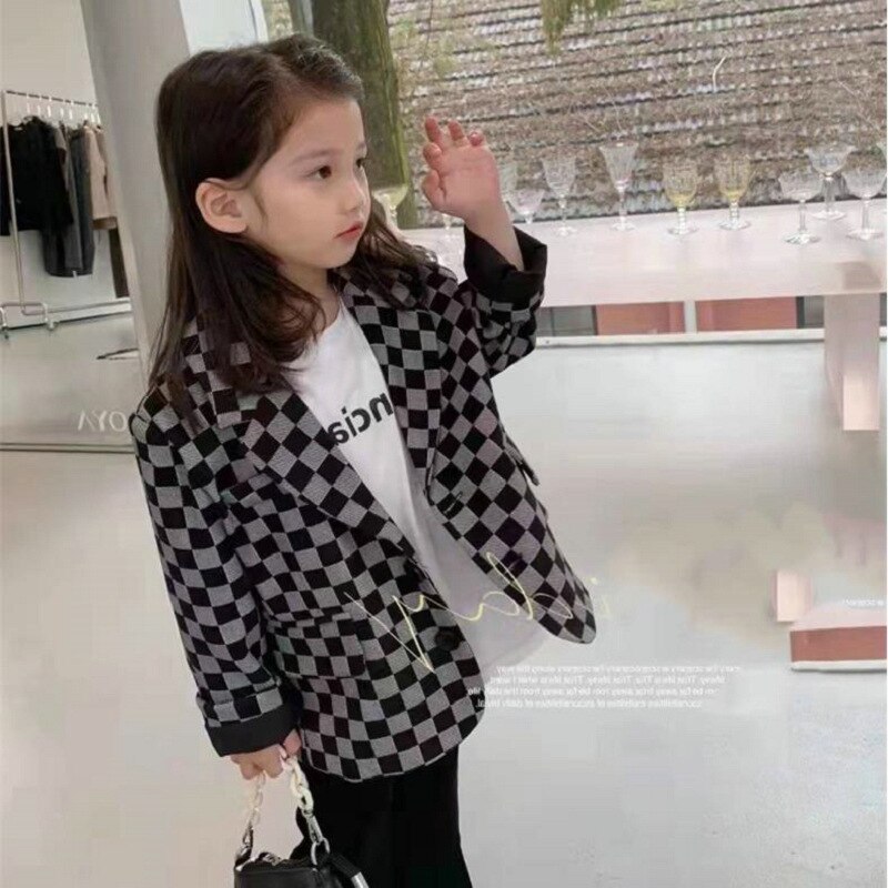 Droshipping 2022 Spring Girls&#39; Suit Coat For Kids Clothes Girl Button Jacket And Outerwear Children Clothing Costume: Black / 7-8T Chinese size13