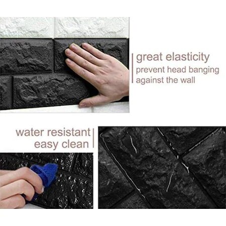 Self-Adhesive Black Wall Panel 3D Wall Paper NW06 445882505