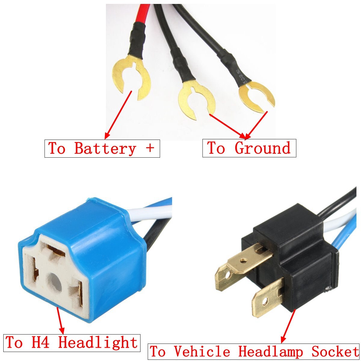 7 Inch H4 2 Headlamp Relay Wiring Relay Harness Car Light Bulb Socket Plug For Car Auto Headlight