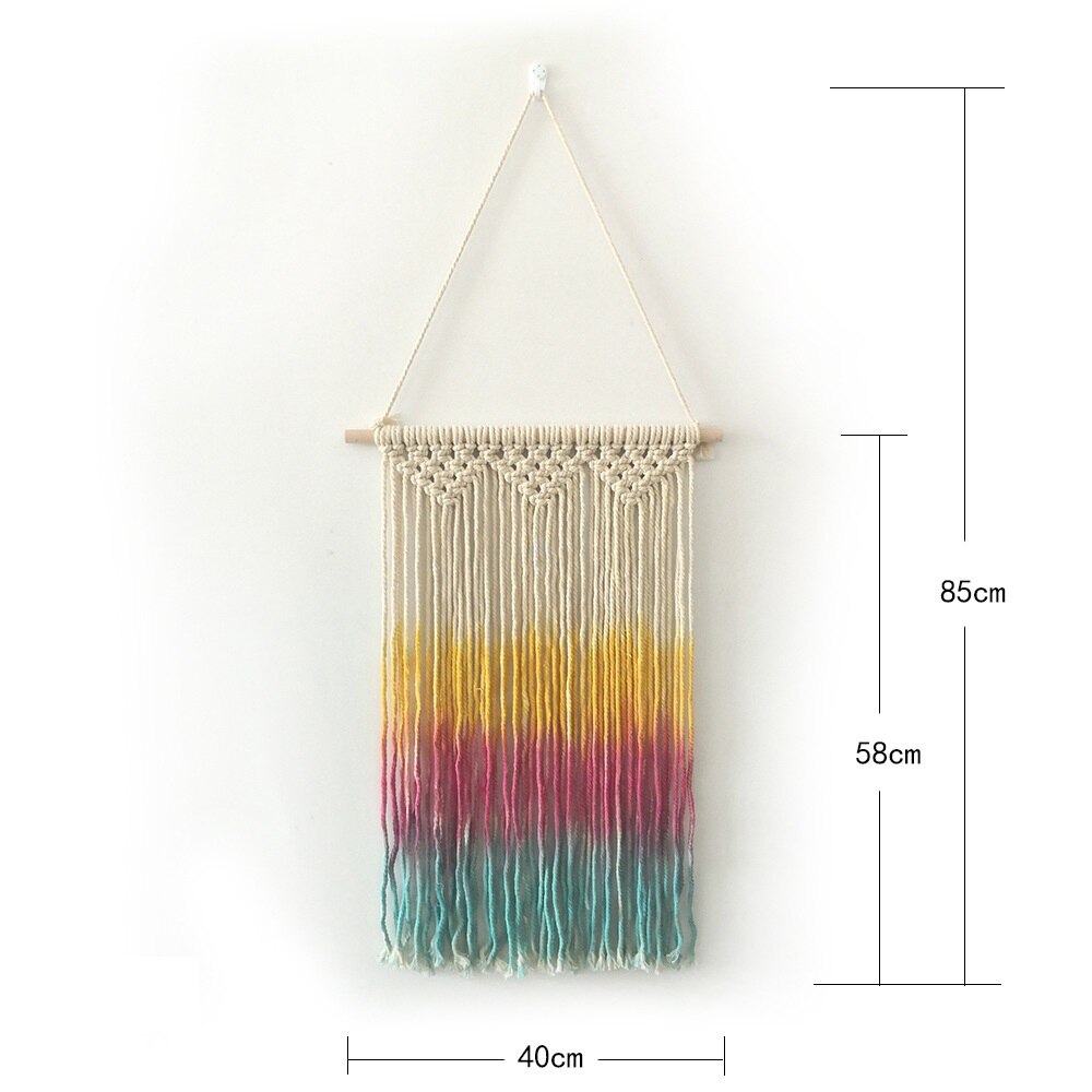 Rainbow Macrame Hand Woven Hanging Bohemian Geometric Tapestry Art Beautiful Home Living Room Decoration Pendant wall tapestry: B