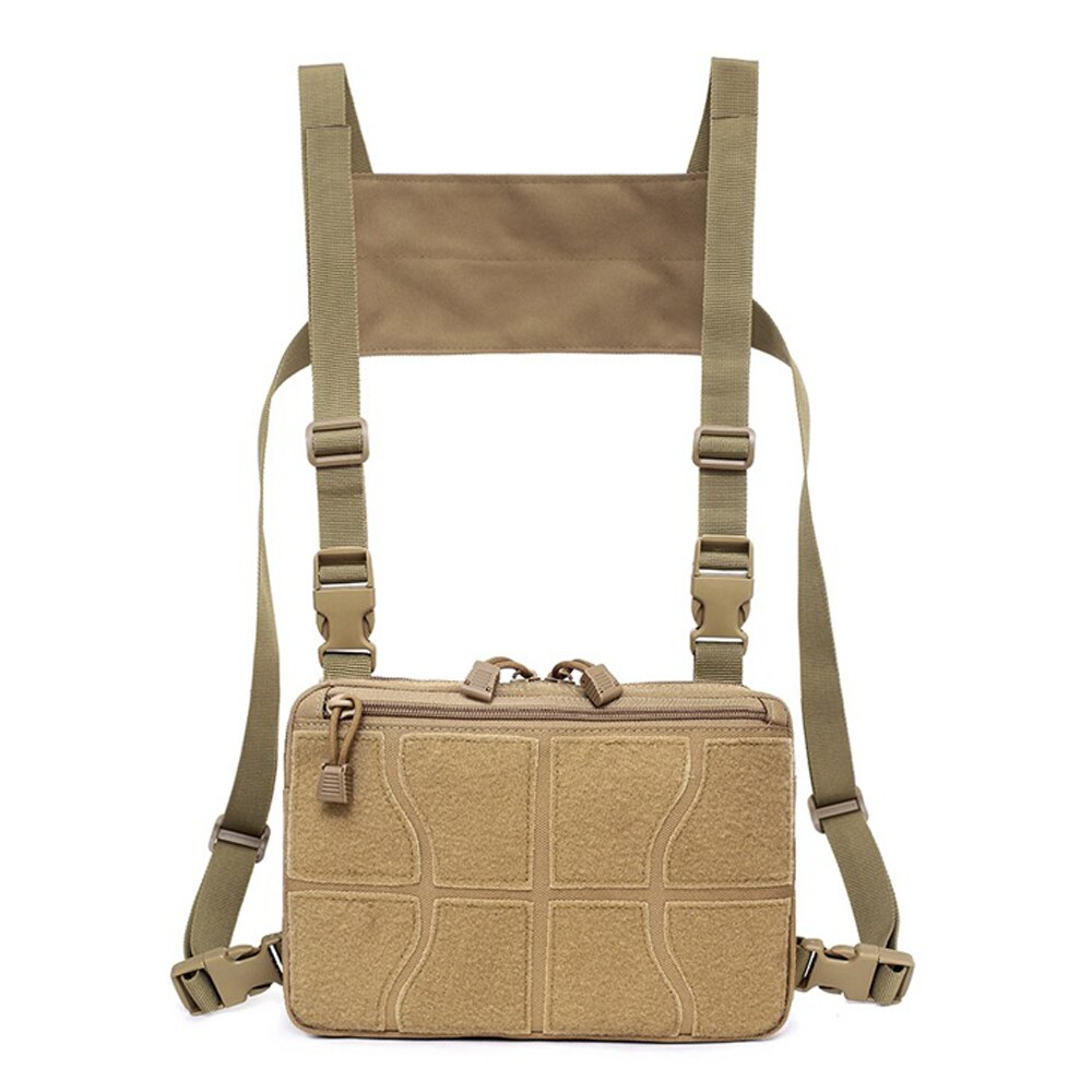 Outdoors Pouch Chest Kit Pack Vest Bag Front Pouch Outdoors Carry Pouch For Hiking Fishing Camping Backpacking: Khaki