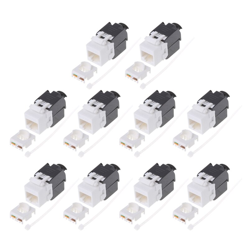 10pcs Gigabit RJ45 CAT6 Keystone Jacks Modules Tool-free Connection Cable Adapter