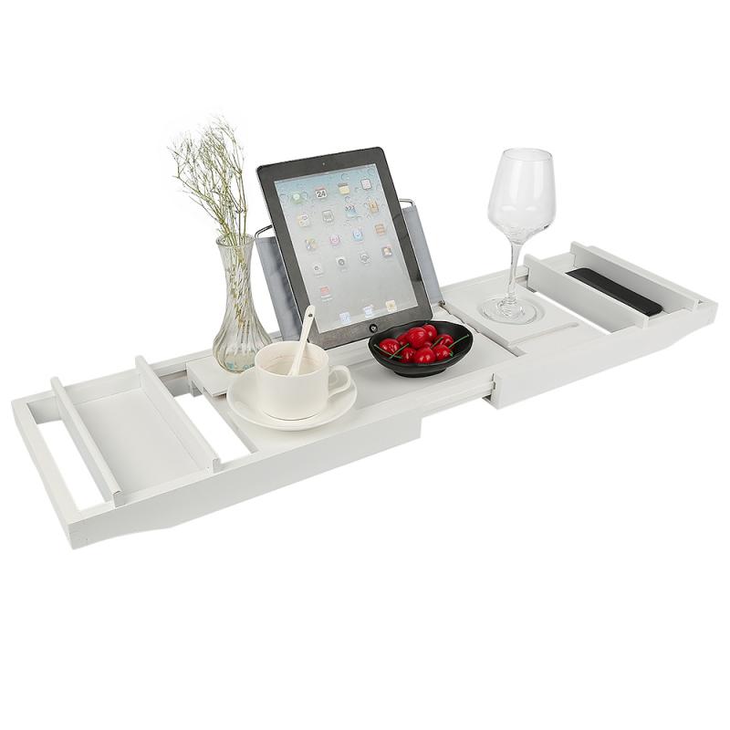 Extendable Bathtub Tray Caddy Bath Tray Wooden Bath Racks Bathroom Adjustable Bath Tub Tray/ Bridge/ Shelf Organizer HWC: 02