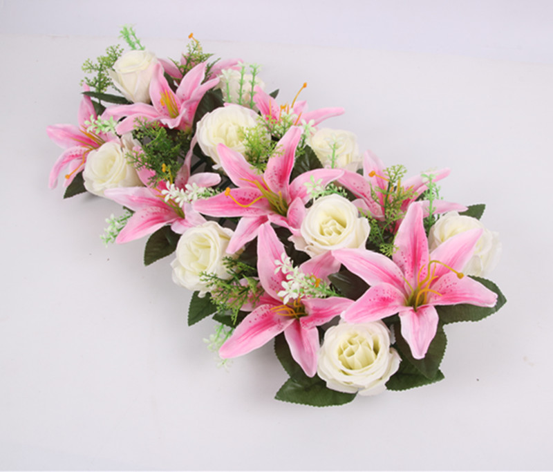 Hoogwaardige Zijde Kunstmatige Bloem Rij Boog Bloem Muur Lily Boog Hoge Imitatie Rose Diy Bruiloft Weg Leiden Party kerst Decor: 09