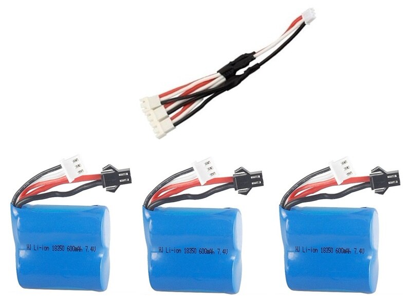 Teranty 7.4v 600mAh 18350 batterij Lader Sets voor H100 H102 7.4v Li-Ion Batterij voor JJRC S1 S2 s3 S4 S5 Hoge Snelheid RC boot