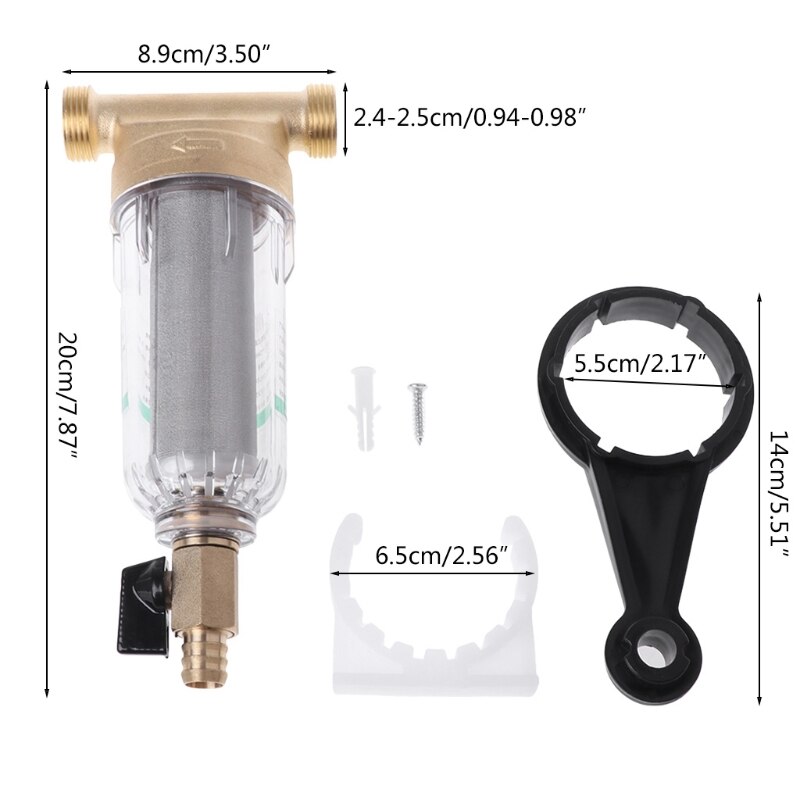 6 Points Front Purifier Copper Lead Water Filter Home Dust Stainless Mesh Faucet A0NC
