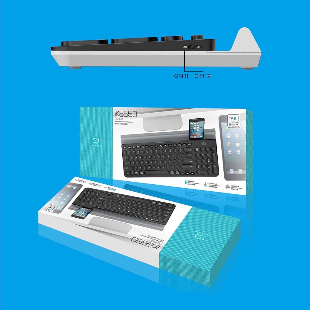 Ultra cienka bezprzewodowa klawiatura Bluetooth bezprzewodowa klawiatura z okrągłym klawiszem do telefonu/tabletu/laptopa do domu biurowego