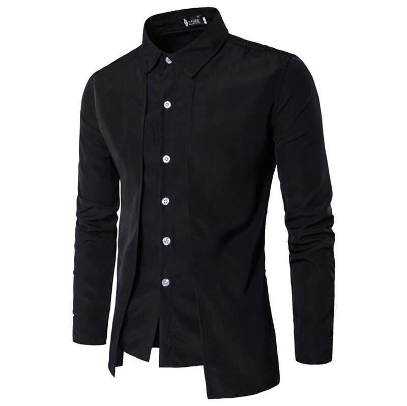 Zogaa skjorte herre casual slim fit skjorter lange ærmer nedsænkede krave herre kjole skjorter solide sorte røde skjorter til herre tøj: Sort / S