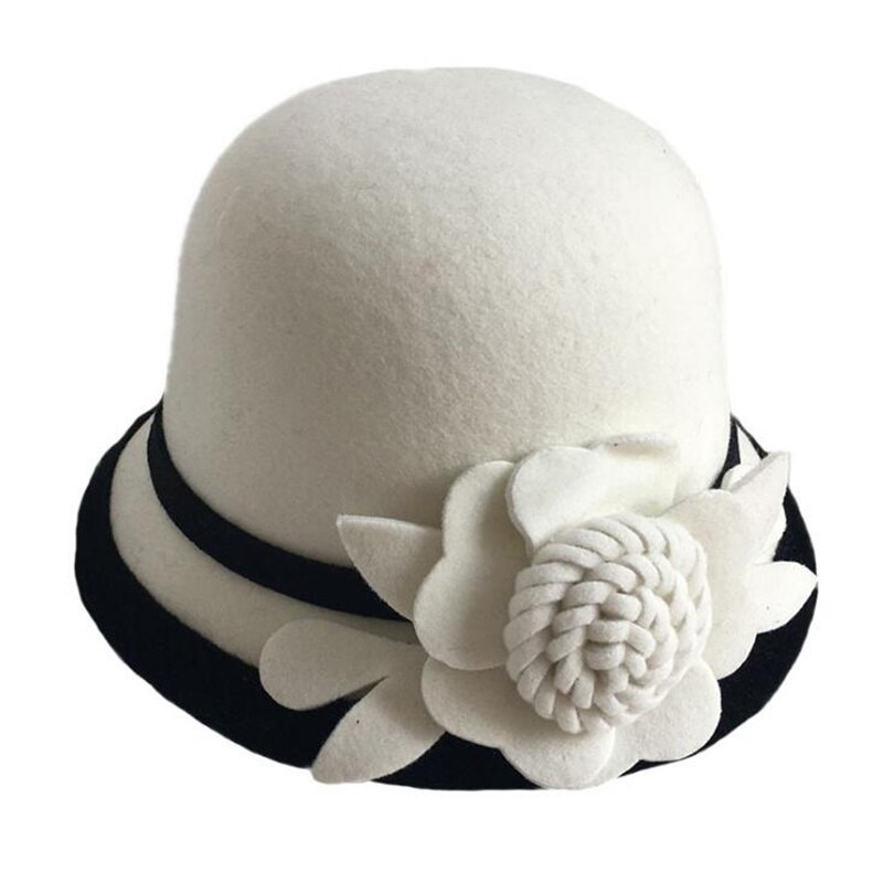 Vinter kvinner blomster ull lokk hattemaker fedoras årgang vestlig bøtte hattemaker 10 farger varme kvinnelige bowler hattemaker  h3