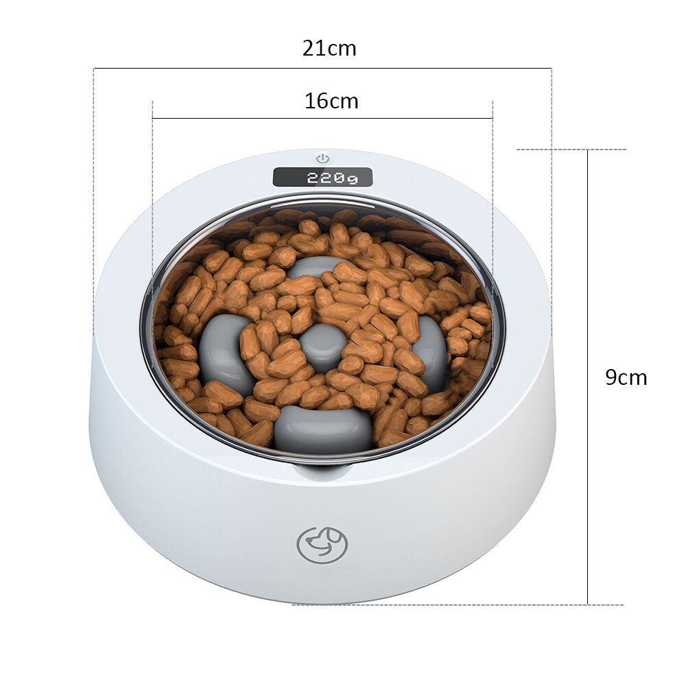 Pet Slow Feeder Bowl With Digital Scale Accurate Weighing Stainless Steel Dog Feeding Bowls Unit Switchable 5° Tilt