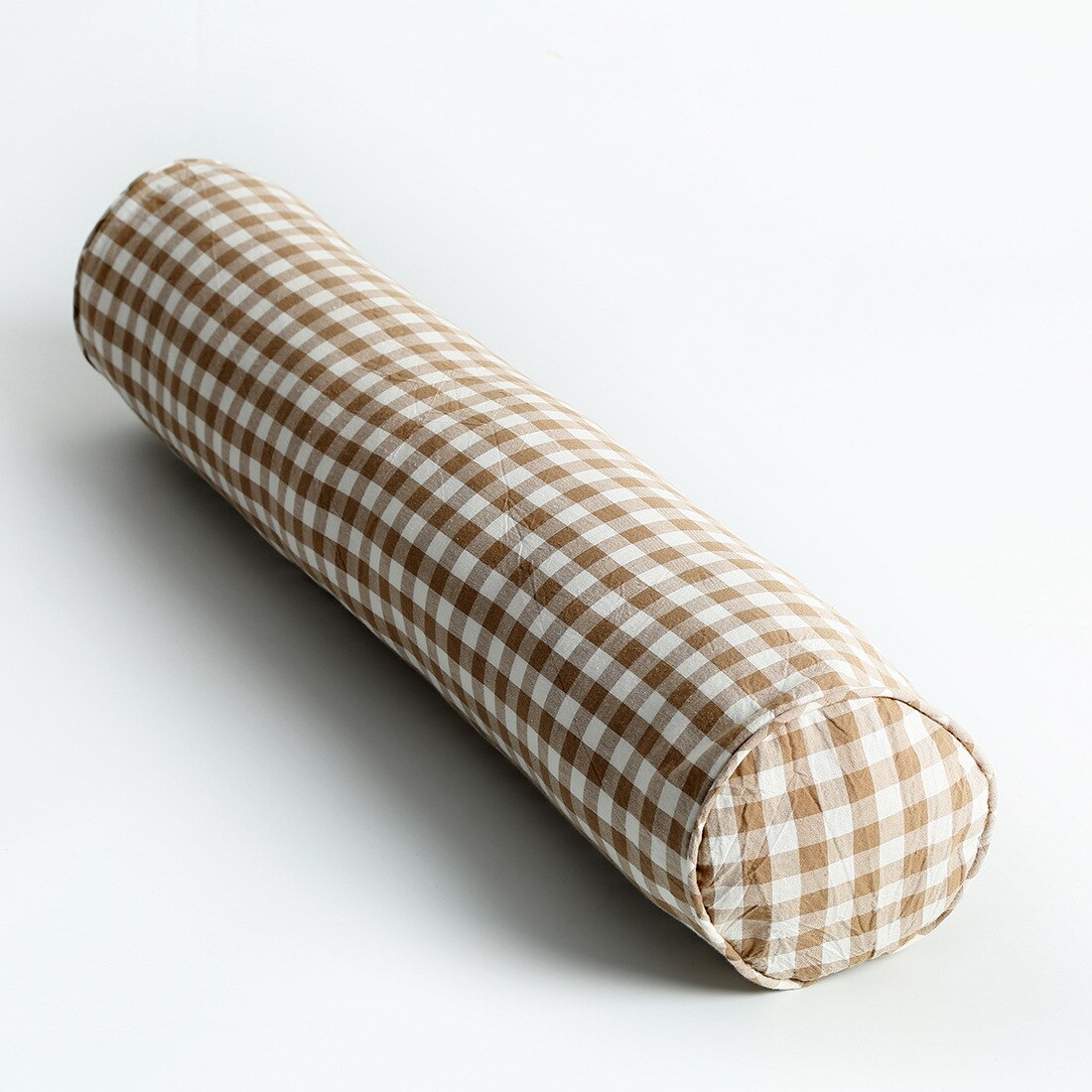 Protector de cuna extraíble para niños, cómoda almohada a cuadros de algodón para recién nacidos, parachoques de cuna, cerca de cama antipatadas: brown 12x65cm
