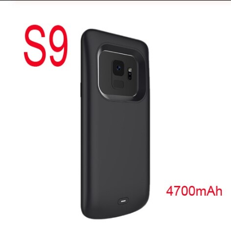 4700/5200ma batteri etui til samsung galaxy  s9 plus bærbar ekstern strømbank batterioplader etui til samsung  s 9 plus cover: Sort  s9