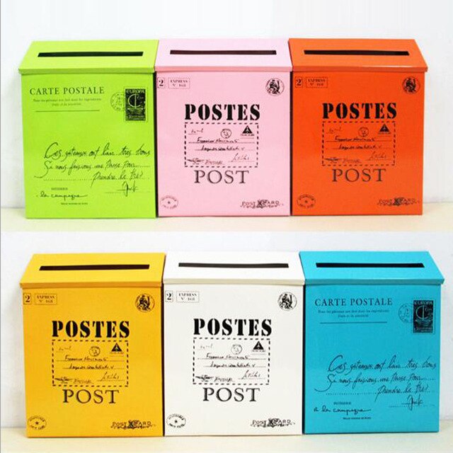 Udendørs vintage metal jern postkasse vandtæt postkasse låsbar kasse hjem altan haven dekorative håndværk postkasse