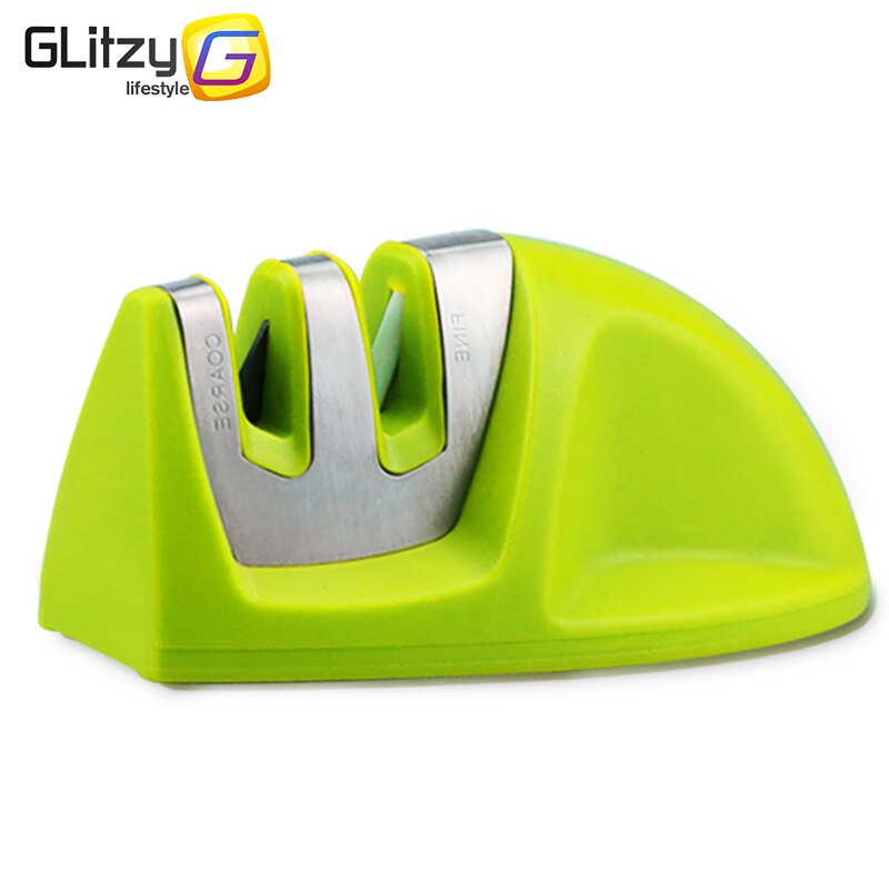 Messenslijper 2 Stadia Mes Slijpsteen Slijpsteen Whetstone Molen Huishoudelijke Diamant En Keramische Stadia Anti-Slip Basis: Green