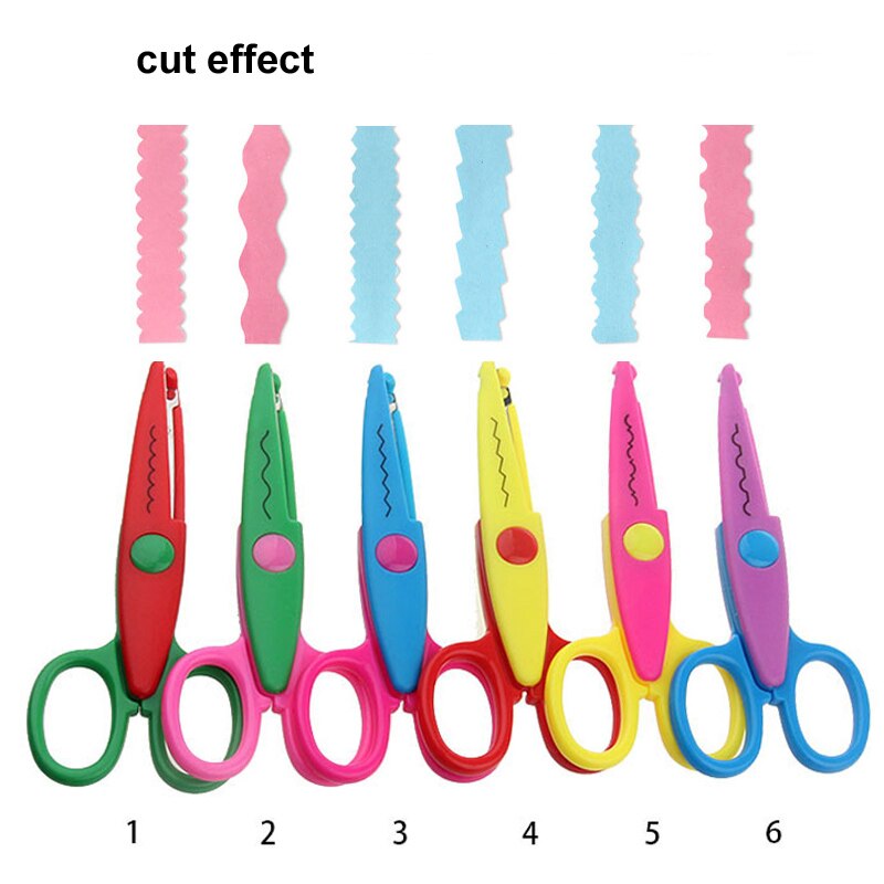 6pcs Paper Cut Wave Edge Craft Scissors DIY student cut handicraft handmade shear diary craft kid paper scissors: Default Title
