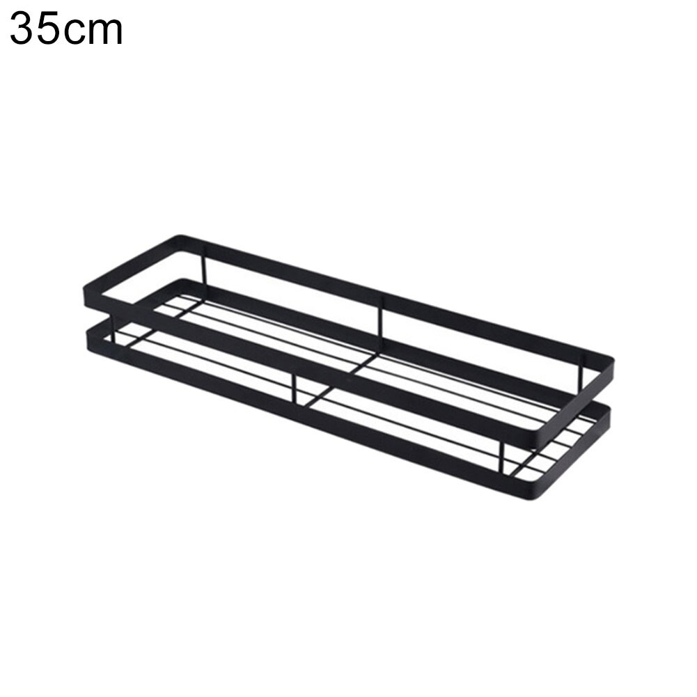 Väggmonterad förvaringshållare rostfritt stål kök kryddor rack hylla badrum toalettartiklar hållare hem organisation hyllor: Svart 35cm