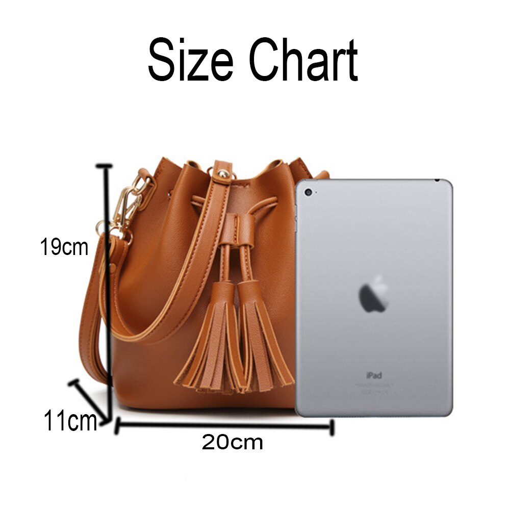 Vintage tas met kwastjes, damestas, schoudertas, trekkoord messenger crossbody tas