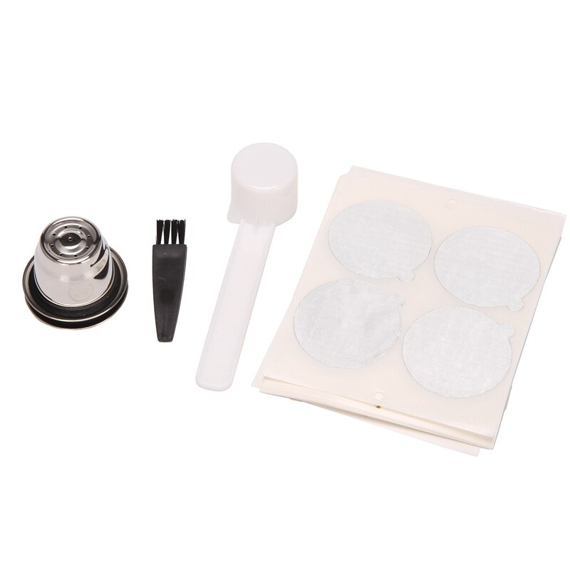 Reusable Nespresso Pod Espresso Capsules Refillable Coffee Pod Stainless Steel Cups Compatible With Nespresso OriginalLine (2 Pods+120 Lids Nespresso Reusable Pod