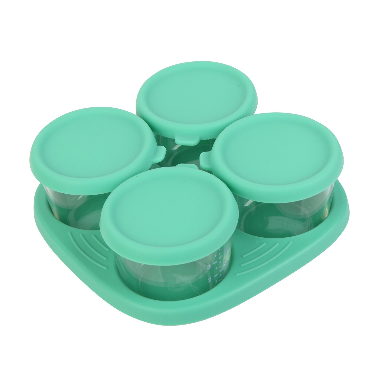 Glass Baby Food Storage Containers COMI Reusable 4OZ Jars with Sealed Silicone Lids and Tray, Pack of 4 Dishwasher Friendly: Green