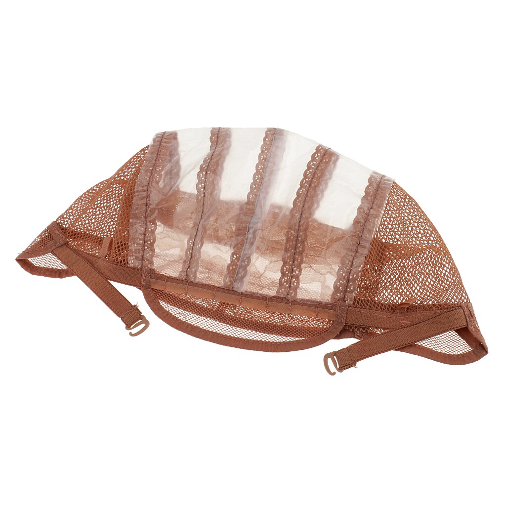 1 Uds. De gorra de malla para peluca de encaje para hacer peluca, gorro de red de pelo de tejido Invisible elástico, color negro/marrón/Beige: Brown