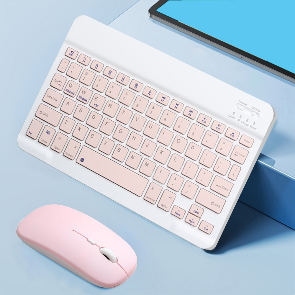 Bluetooth-kompatibel Tastatur und Maus Für iPad Xiaomi Tablet Mini Drahtlose Wiederaufladbare Tastatur Für Android IOS Windows: Pink