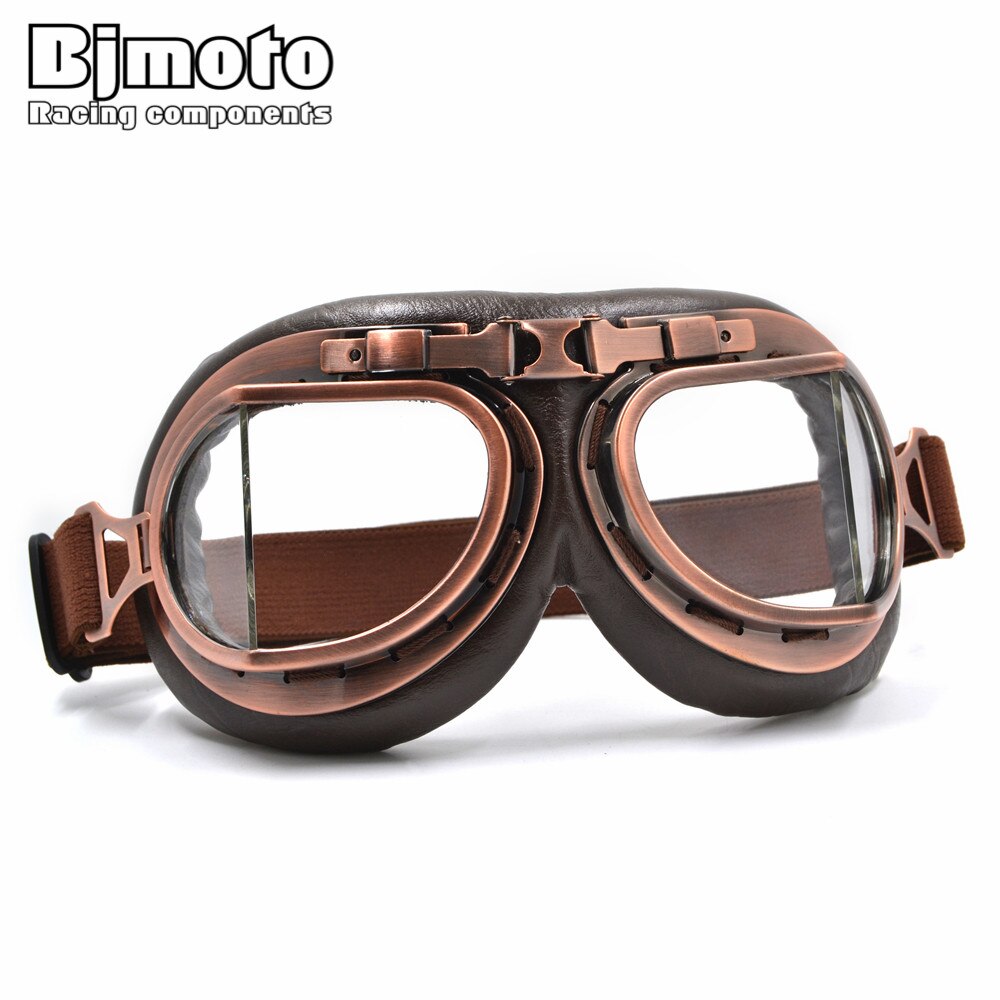 Motocross hjälm glasögon glasögon klar lins vintage för koppar skoter pilot biker läder för cafe racer dirt bike motorcykel
