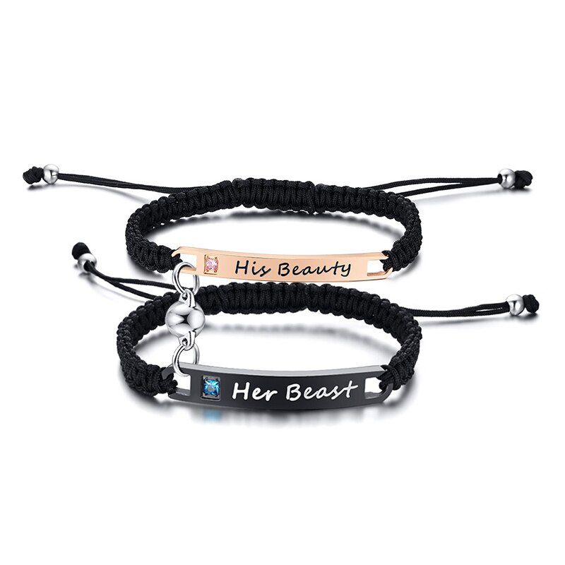 1 Paar Paar Sieraden Verstelbare Gevlochten Armband U-Lover Gevlochten Armband Voor Hem En Haar Beste Vrienden Armband Sets: style7