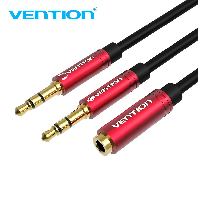 Vention Earphone Splitter for Computer Laptop 3.5mm Female to 2 Male 3.5mm Mic Headphone Audio Extension Cable Y Splitter Cable