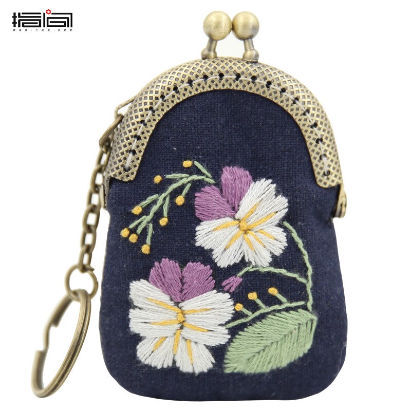 Embroidery Purse Making Kits Purse Frame Kiss Clasp Lovely Fowers Sewing Stitching Handmade Purse Girl: 5