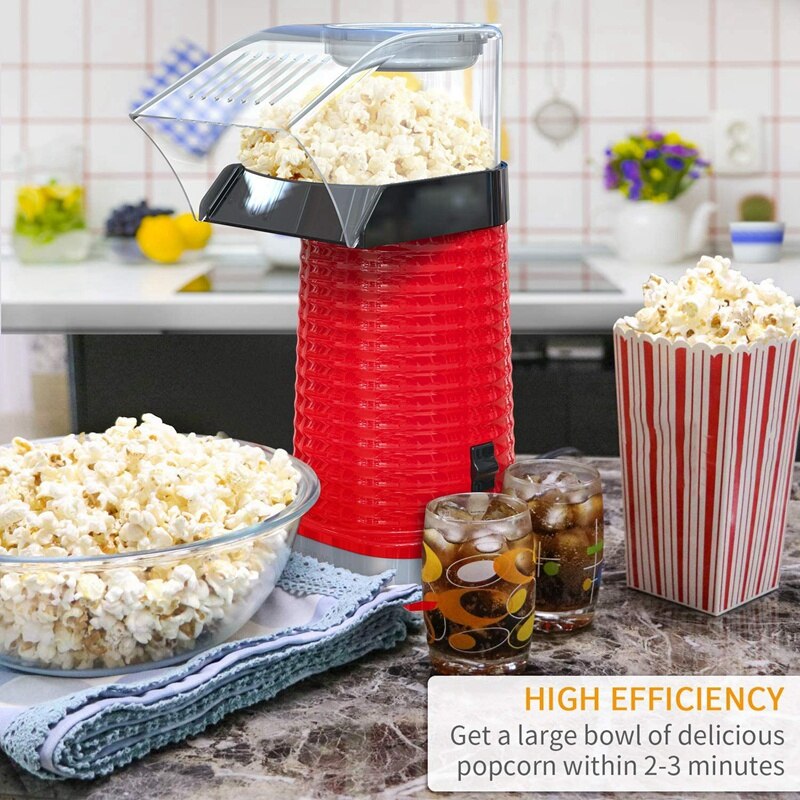 Air Popper Popcorn Maker Electric Air Popcorn Popper Maker for Home Healthy Air Swirling Popcorn Popper EU Plug