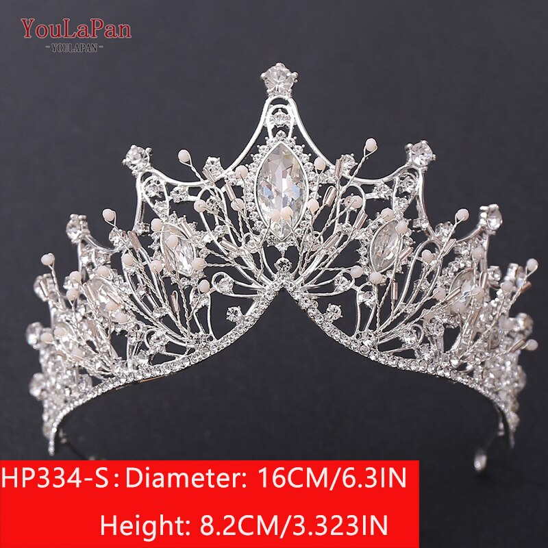 TOPQUEEN HP326 Zirkonia Hochzeit Tiara für Braut-Prinzessin Tiara Stirnband Braut Krone Braut Haar Zubehör für Frauen Tiara: HP334-S