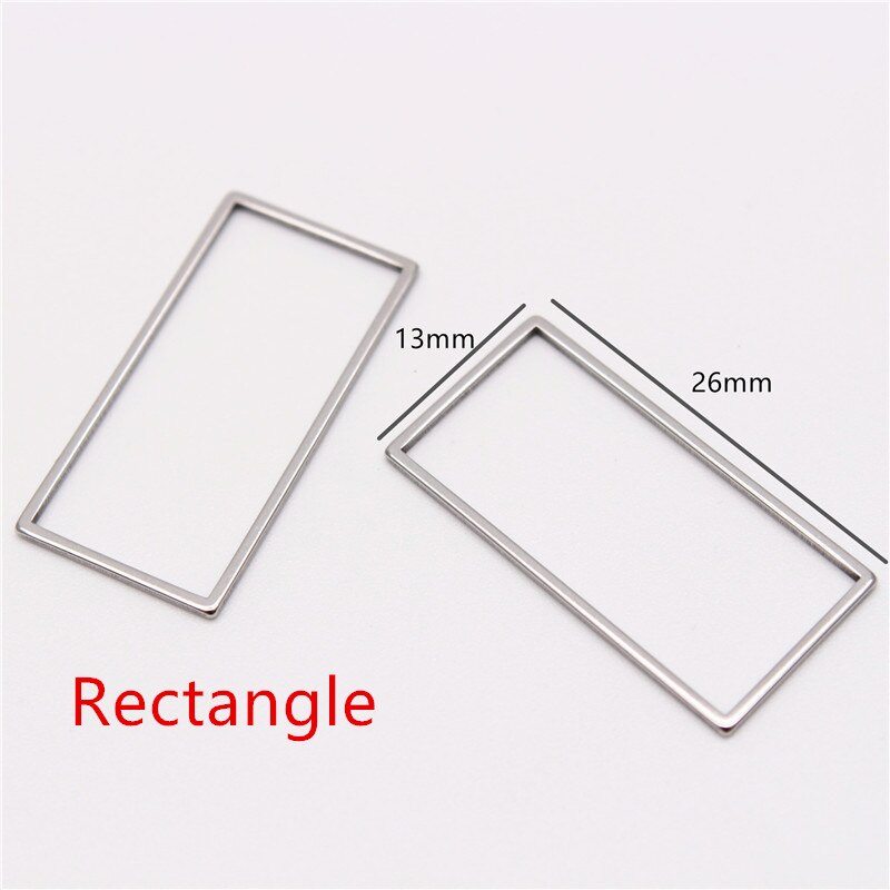 10 pçs oco aço inoxidável encantos pingentes círculo forma quadro jóias achados bezels para diy artesanato brinco colar fazendo: Rectangle