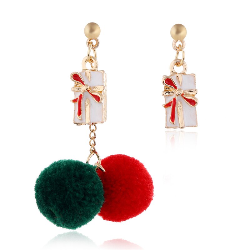 Boucles d'oreilles de noël pour femmes, en peluche, boule de neige, pentagramme, pendentif, boule de cheveux, offre spéciale,: 10