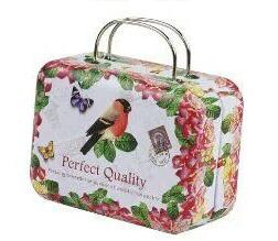 1Pc 7.5*5.5*3.5cm Europe Style Vintage Suitcase Shape Candy Storage Box Wedding Favor Tin Box Sundries Organizer Container: bird