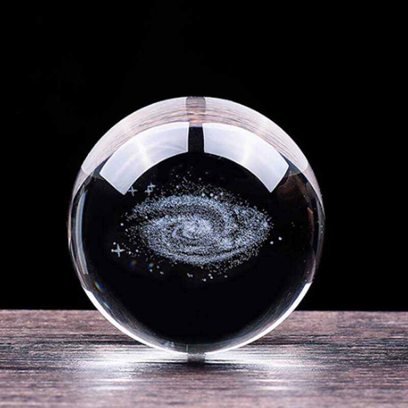 3D Moon Model Crystal Ball Astronomy Sphere Decorative Ball Planets Glass Ball Sphere Decorative Miniature Model Ball: 8cm / Galaxy